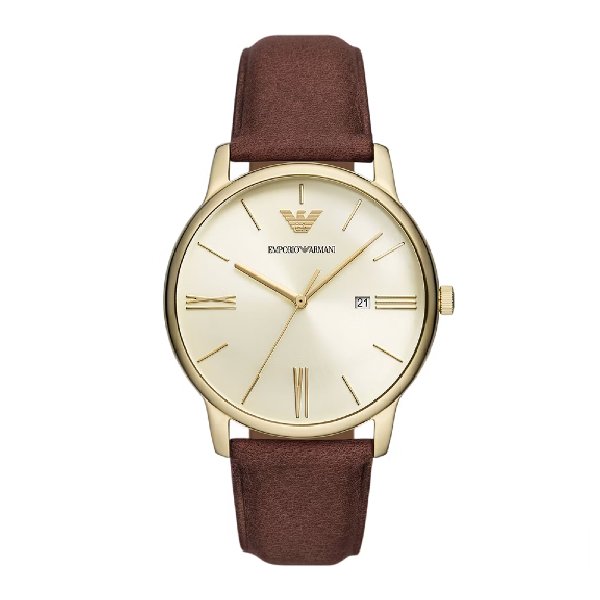 EMPORIO ARMANI 亞曼尼 Minimalist系列 AR11610 復刻簡約指針手錶 金色面 42MM